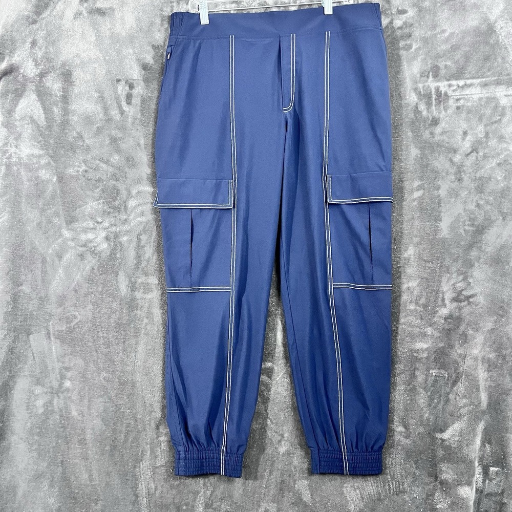 Athleta Cargo Pants Women's Sz 14 Chelsea Utility Jogger Navy Pockets Athleisure